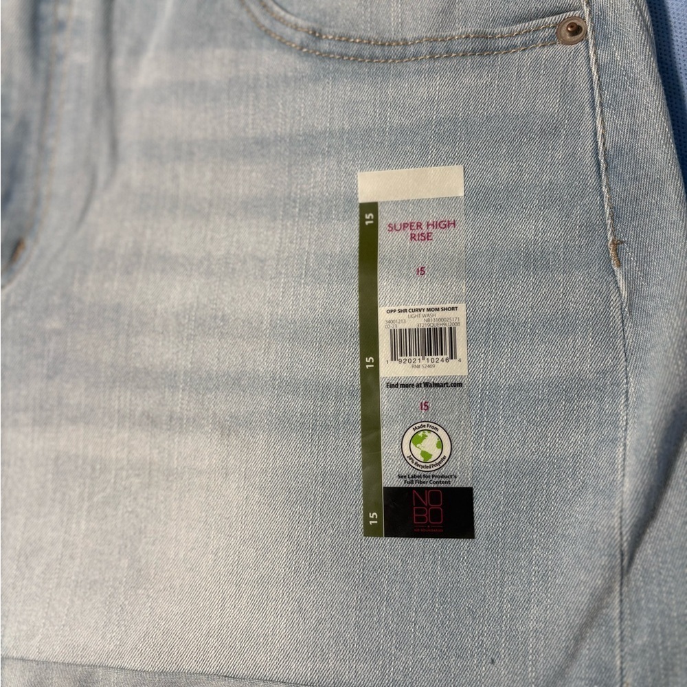 Blue Jean Shorts Light Wash Cuffed Hem super high rise mom - Picture 8 of 15